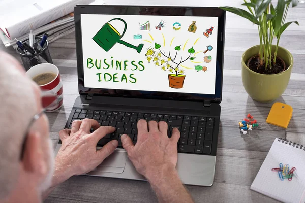 Üzleti ötletek koncepció a laptop képernyőjén — Stock Fotó
