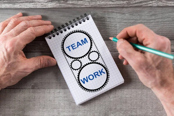 Teamwork concept on a notepad — Stock Photo, Image