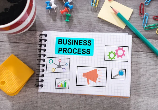 Business process concept on a notepad — Stock Photo, Image