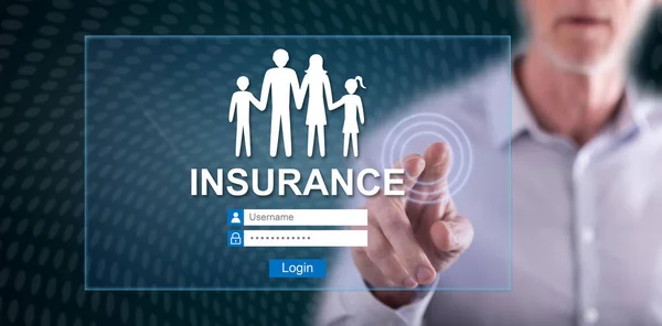 Man touching an insurance concept — Stock Photo, Image