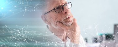 Düşünceli kıdemli işadamı; çoklu pozlama