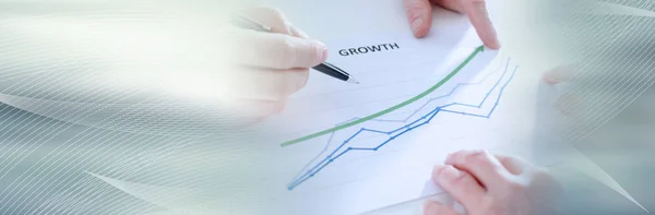 Analyzing growing results; panoramic banner — Stock Photo, Image