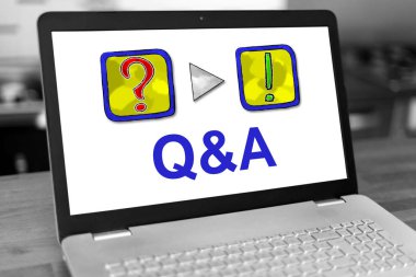 Dizüstü bilgisayarda q&a konsepti