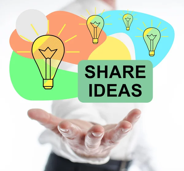 Share ideas concept levitating above a hand