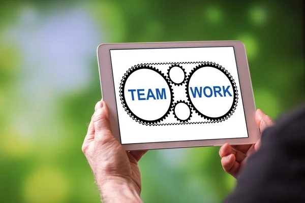 Teamwork concept on a tablet — Stock Photo, Image