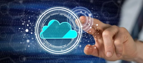 Bir bulut ağ kavramı dokunmadan adam
