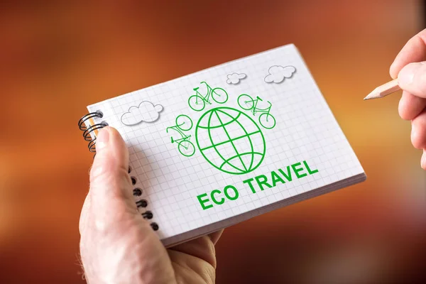 Eco cestovní koncepce na Poznámkový blok — Stock fotografie