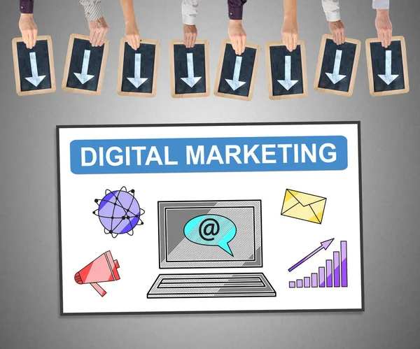 Concepto de marketing digital en una pizarra — Foto de Stock