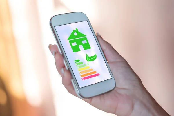 Home energy efficiency concept on a smartphone