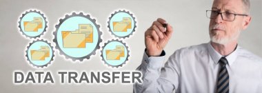 İş adamı çizim veri transferi kavramı