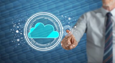 Bir bulut ağ kavramı dokunmadan adam