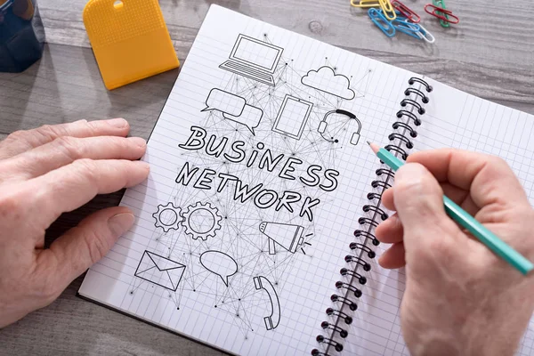 Business Network concept op een Kladblok — Stockfoto