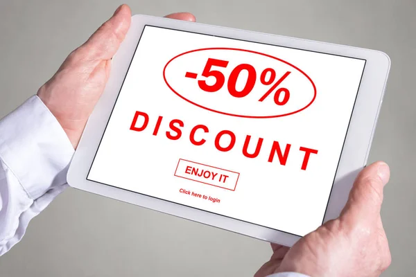 Discount concept on a tablet