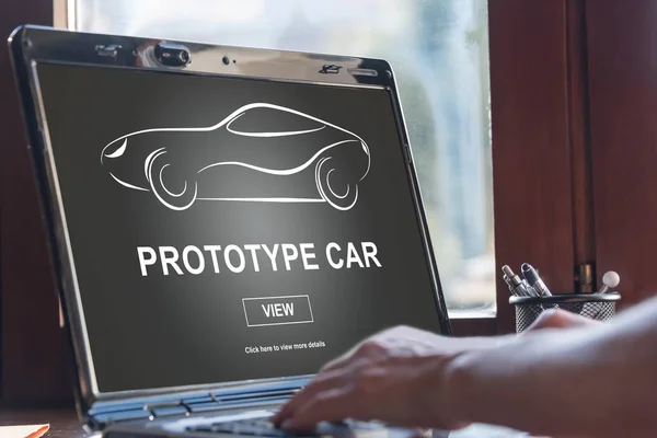 Prototype car concept on a laptop screen — Stock Photo, Image