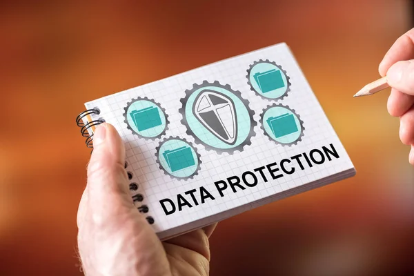 Data protection concept on a notepad