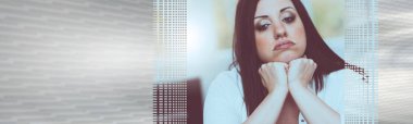 Portrait of depressed young woman. panoramic banner clipart