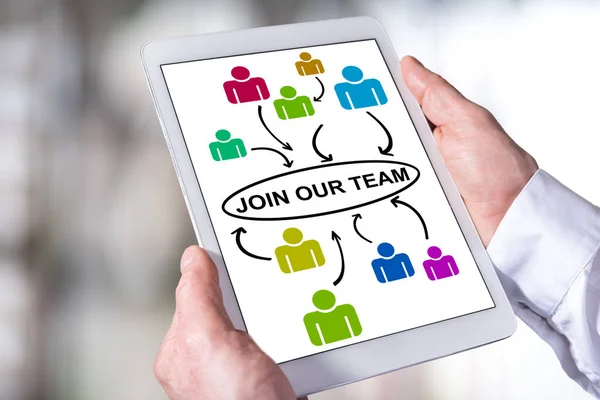 Join our team concept on a tablet