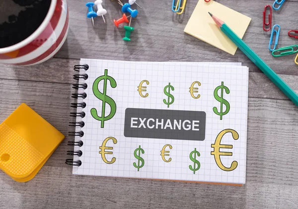 Exchange Concept på ett anteckningsblock — Stockfoto