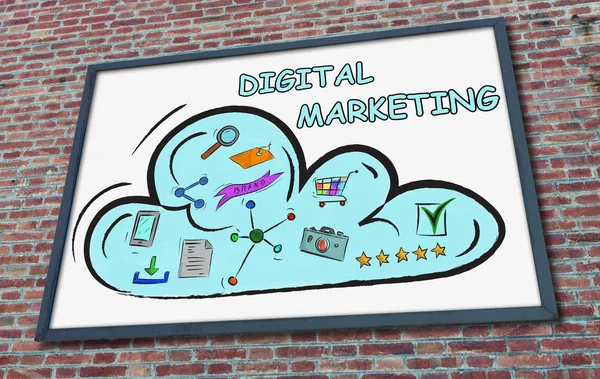 Concepto de marketing digital en una cartelera — Foto de Stock