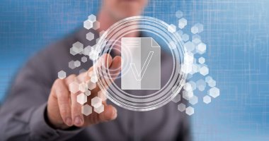 Bir belge doğrulama kavram dokunmadan adam