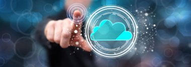 Bir bulut ağ kavramı dokunmadan adam