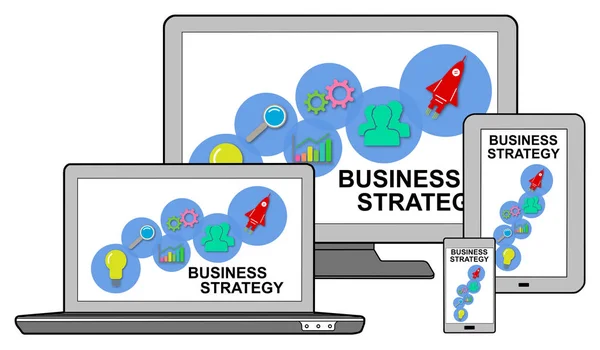 다른 장치에서 비즈니스 전략 개념 — 스톡 사진
