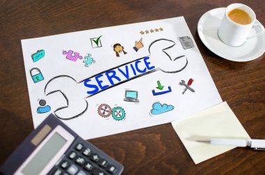 Kağıt üzerinde müşteri hizmetleri kavramı