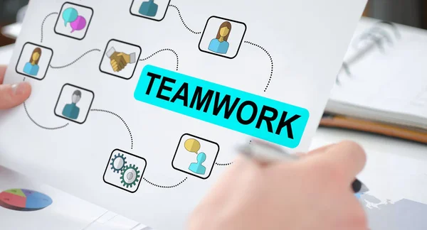 Teamwork-Konzept auf Papier — Stockfoto