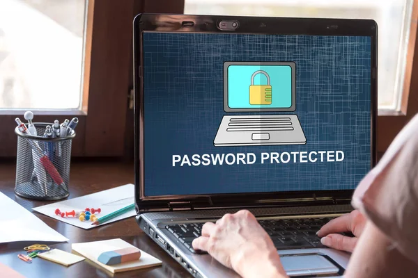 Password protected concept on a laptop screen