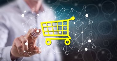 Bir e-ticaret kavramı dokunmadan adam