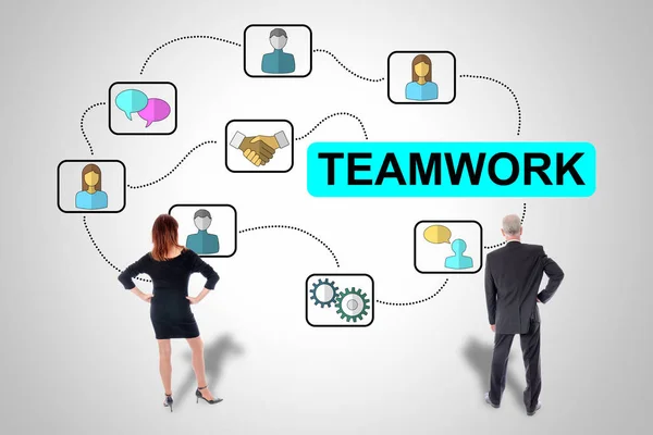 Teamwork concept watched by business people — Stock Photo, Image