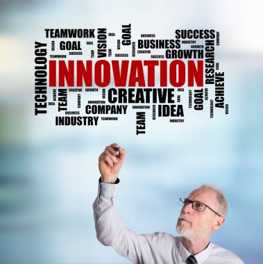 İşadamı çizim yenilik kelime bulut kavramı