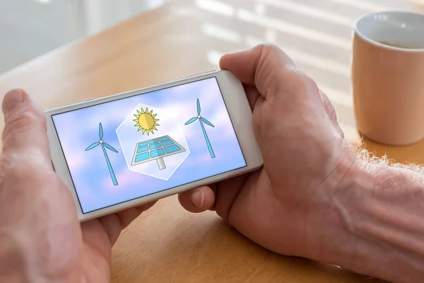 Konzept für saubere Energie auf dem Smartphone — Stockfoto