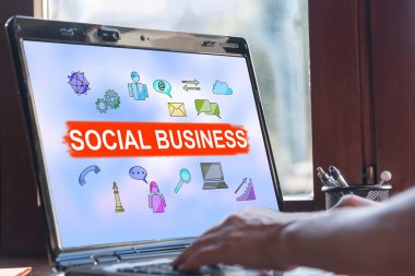Sosyal iş kavramı bir laptop ekranında
