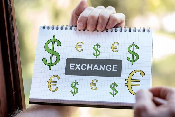 Exchange Concept på ett anteckningsblock — Stockfoto