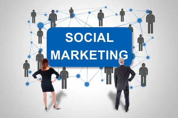 Social marketing concept watched by business people