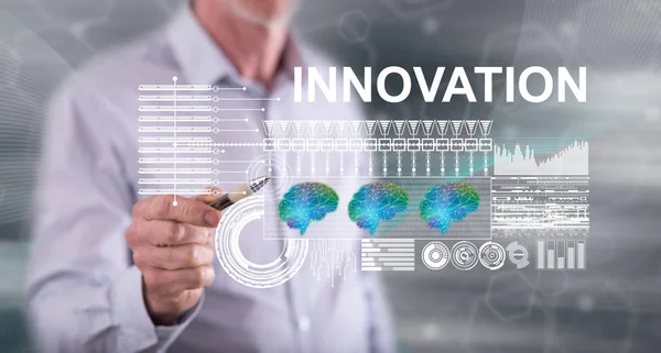 Man touching an innovation concept — Stock Photo, Image