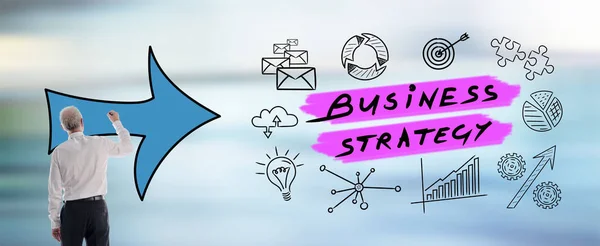 Koncepcja strategii biznesowej narysowana przez człowieka — Zdjęcie stockowe