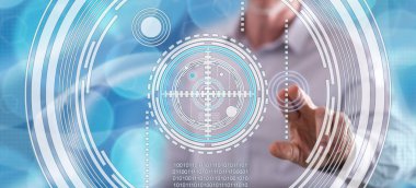 Bir sanal teknoloji kavramı dokunmadan adam