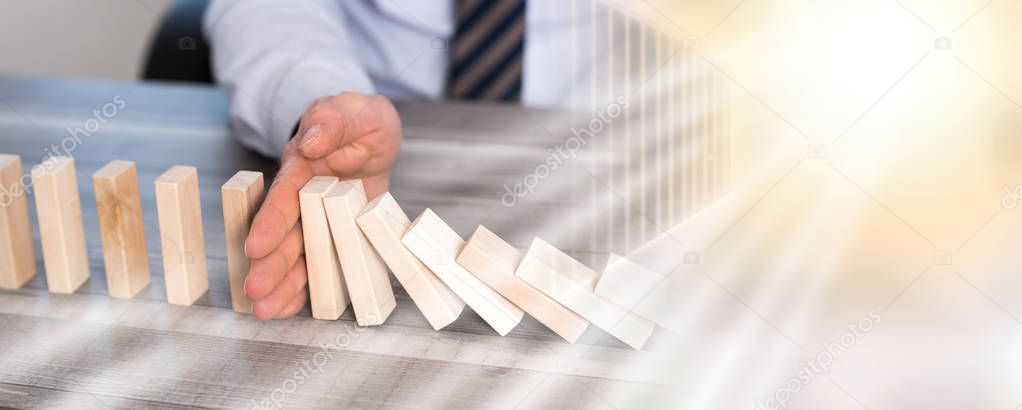 Concept of business control by stopping domino effect; multiple 