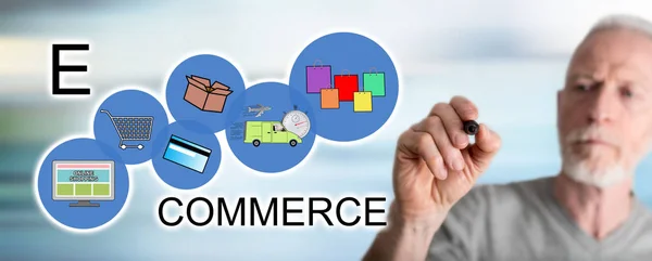 Az ember rajz e-commerce koncepció — Stock Fotó
