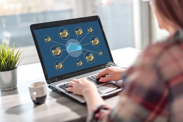 Cloud storage concept on a laptop screen