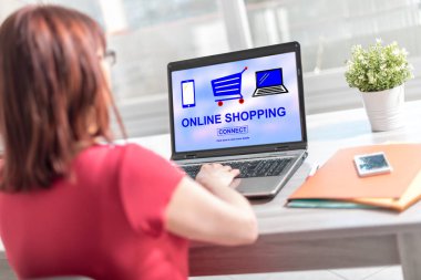 Bir dizüstü bilgisayarda online alışveriş kavramı