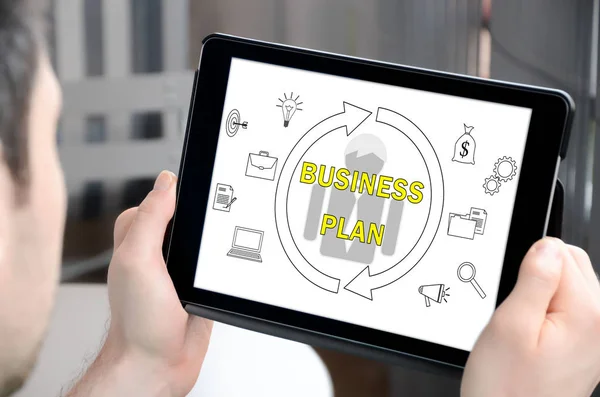 Concetto di business plan su tablet — Foto Stock