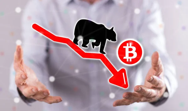 Concept van bitcoin bearish trend — Stockfoto