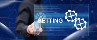 Bir ayar konseptine dokunan adam