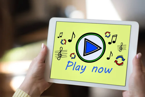 Concepto de música online en una tableta —  Fotos de Stock