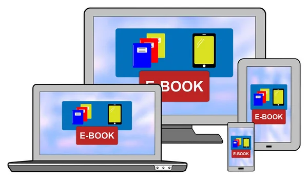 E-Book koncepció különböző eszközökről — Stock Fotó