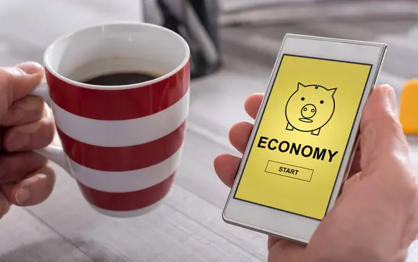 Economy concept on a smartphone — Stock Photo, Image