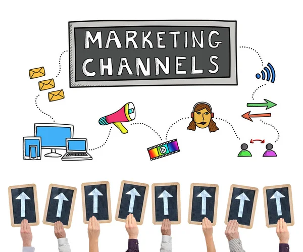 Marketing channels concept on a whiteboard — Stock Photo, Image